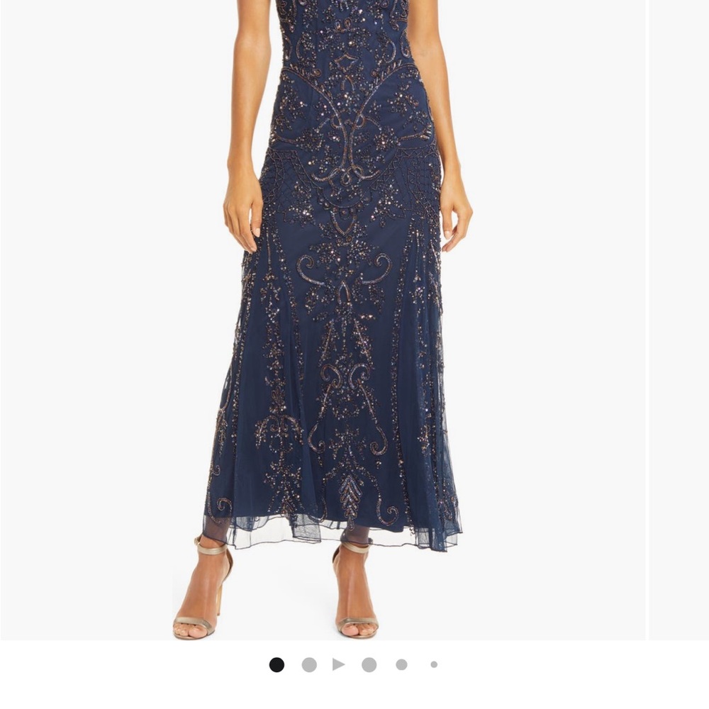 Elegant Navy Embellished Maxi Dress